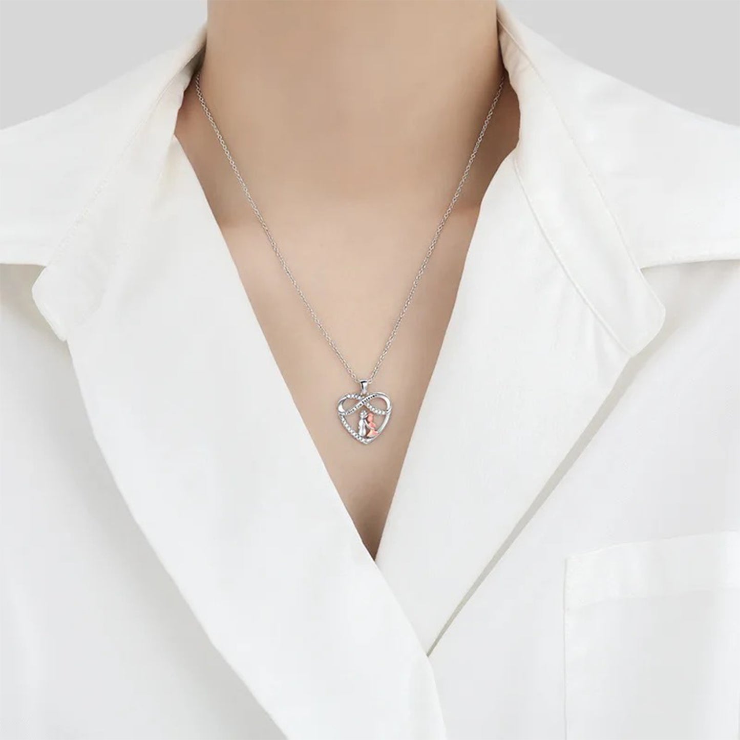 Endless Love Necklace for Grandma and Granddaughter, Copper Inlaid Zirconia Pendant, Birthday Gift, Holiday Gift