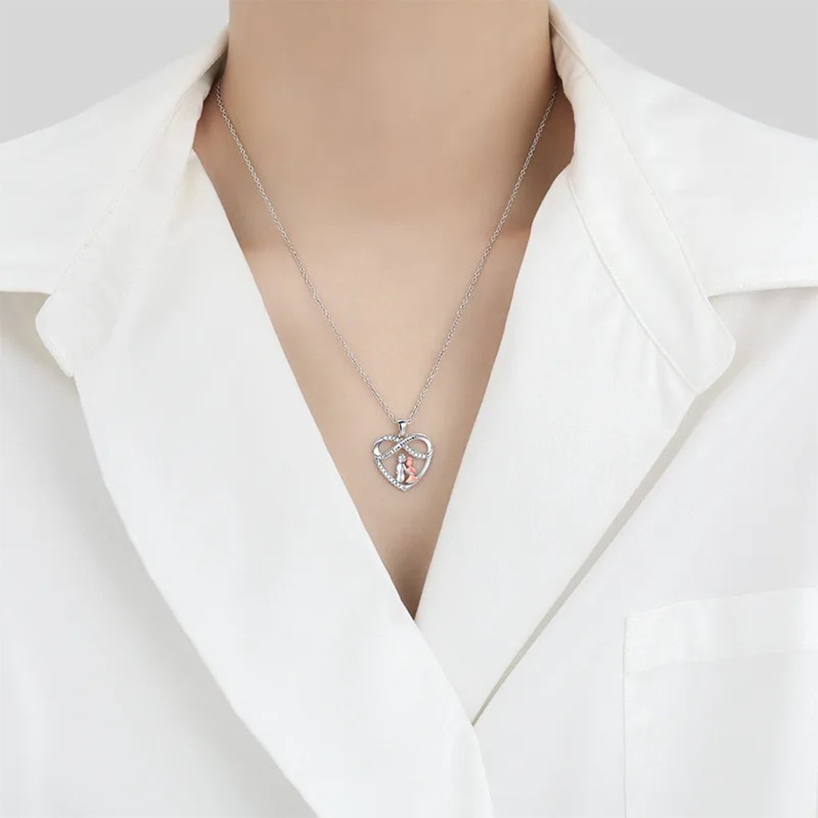 Endless Love Necklace for Grandma and Granddaughter, Copper Inlaid Zirconia Pendant, Birthday Gift, Holiday Gift