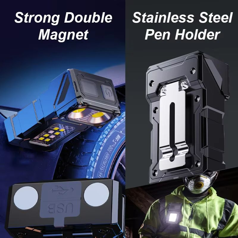 Multifunctional COB LED Flashlight  Portable Keychain Torch With Magnetic Base  Adjustable Angle Fo 5