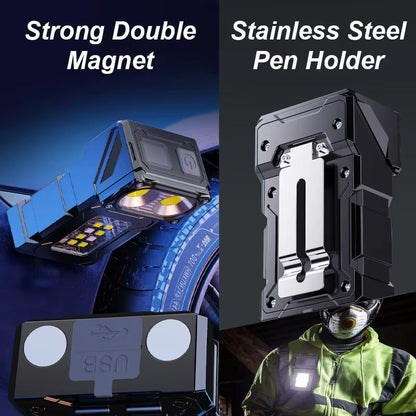 Multifunctional COB LED Flashlight  Portable Keychain Torch With Magnetic Base  Adjustable Angle Fo 5