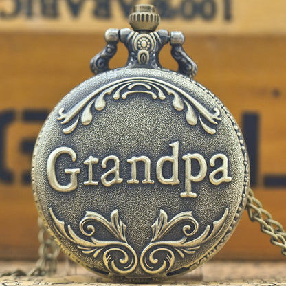 The Greatest Pocket Watch Necklace For Grandpa Dad Gifts, Vintage Quartz Pocket Watches With Chain Retro Keepsake