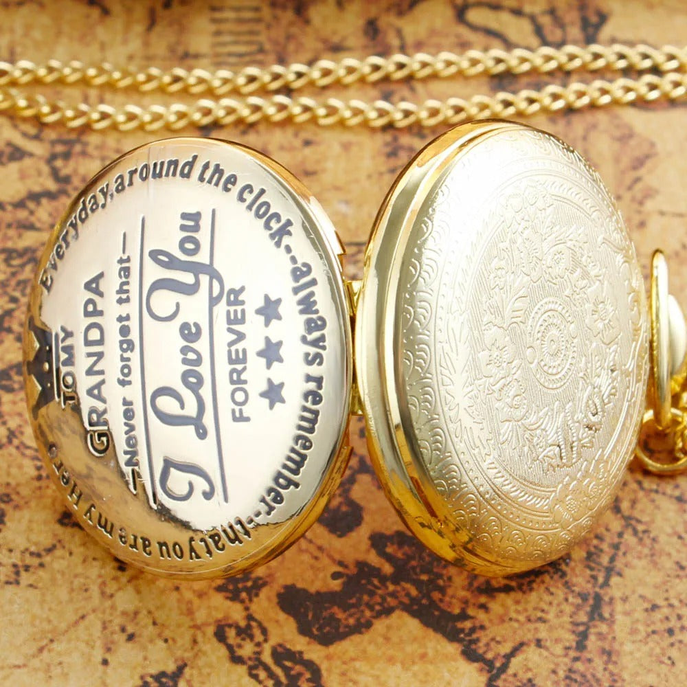 Exquisite Quartz Pocket Watch To My Grandpa Necklace Chain Watches For Grandad Fathers Day Birthday 4