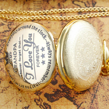 Exquisite Quartz Pocket Watch To My Grandpa Necklace Chain Watches For Grandad Fathers Day Birthday 4