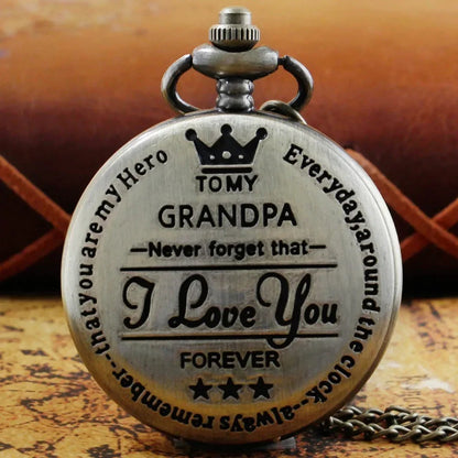 Exquisite Quartz Pocket Watch To My Grandpa Necklace Chain Watches For Grandad Fathers Day Birthday 8
