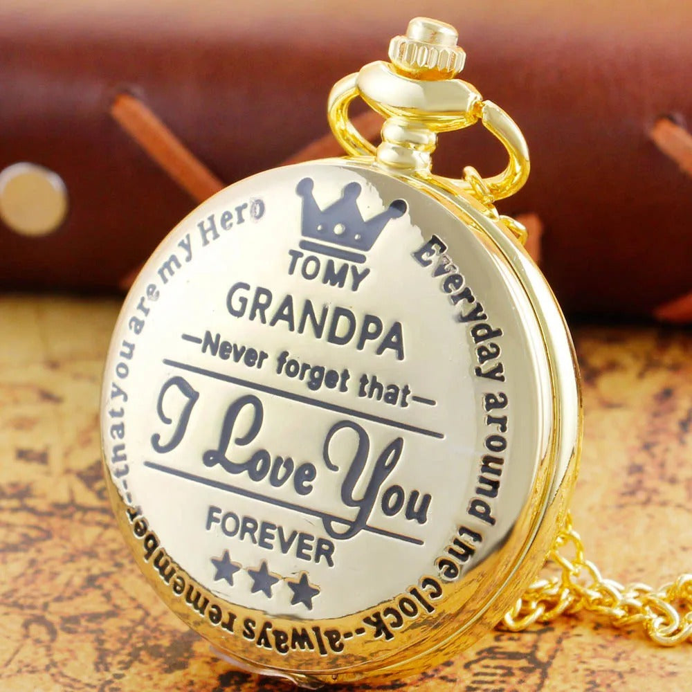 Exquisite Quartz Pocket Watch To My Grandpa Necklace Chain Watches For Grandad Fathers Day Birthday 10