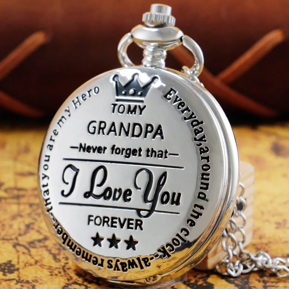 Exquisite Quartz Pocket Watch To My Grandpa Necklace Chain Watches For Grandad Fathers Day Birthday 11
