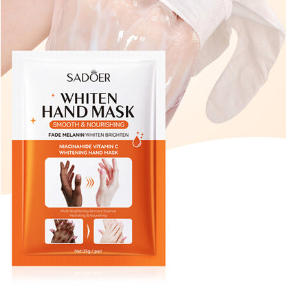 SADOER Niacinamide Hand Mask Gloves, Intensive Repair, Moisturizing, Brightening Hand Peel Treatment for Barb Hands