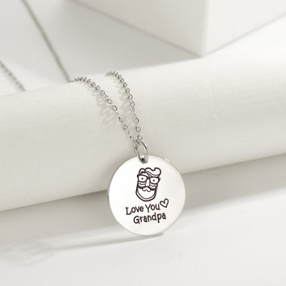 Grandpa Necklace Grandma Jewelry Family Chain Gift Stainless Steel Pendant For Grandmother Grandfat 1