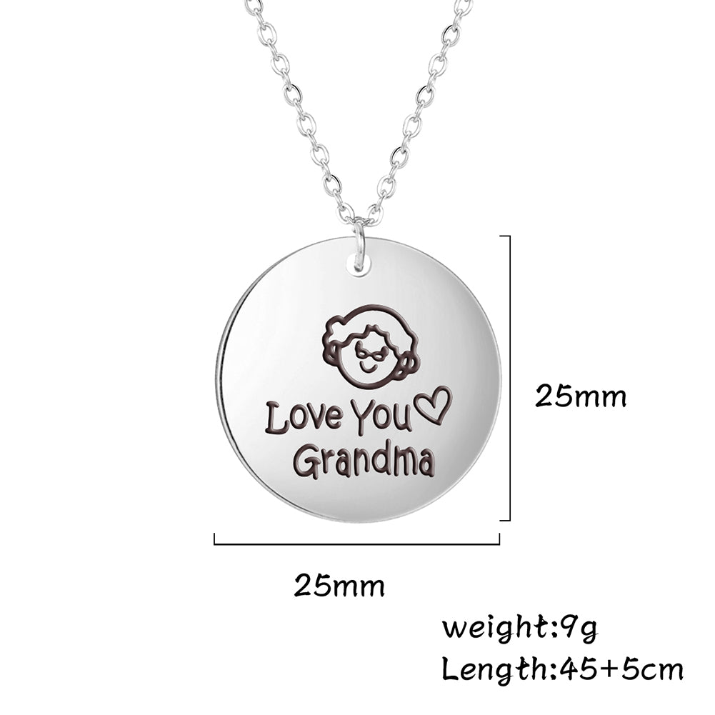 Grandpa Necklace Grandma Jewelry Family Chain Gift Stainless Steel Pendant For Grandmother Grandfat 4