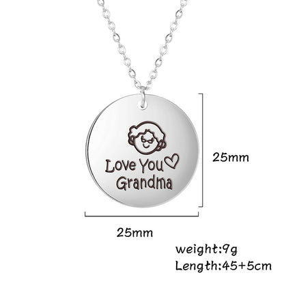 Grandpa Necklace Grandma Jewelry Family Chain Gift Stainless Steel Pendant For Grandmother Grandfat 4