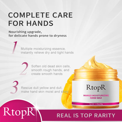 Mango Moisturizing Hand Wax Mask, Repair, Exfoliating Hand Therapy for Calluses with Anti-Aging Acid Paraffin Care Scrub