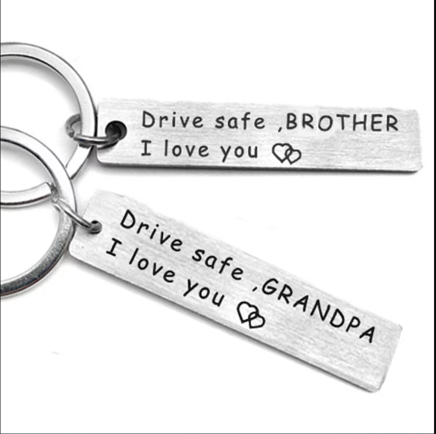 I Love You Keychain for Trucker Grandpa, Drive Safe Keychains with Wing Pendant, Gift for Grandma Grandpa Mom Dad
