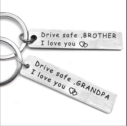 I Love You Keychain for Trucker Grandpa, Drive Safe Keychains with Wing Pendant, Gift for Grandma Grandpa Mom Dad