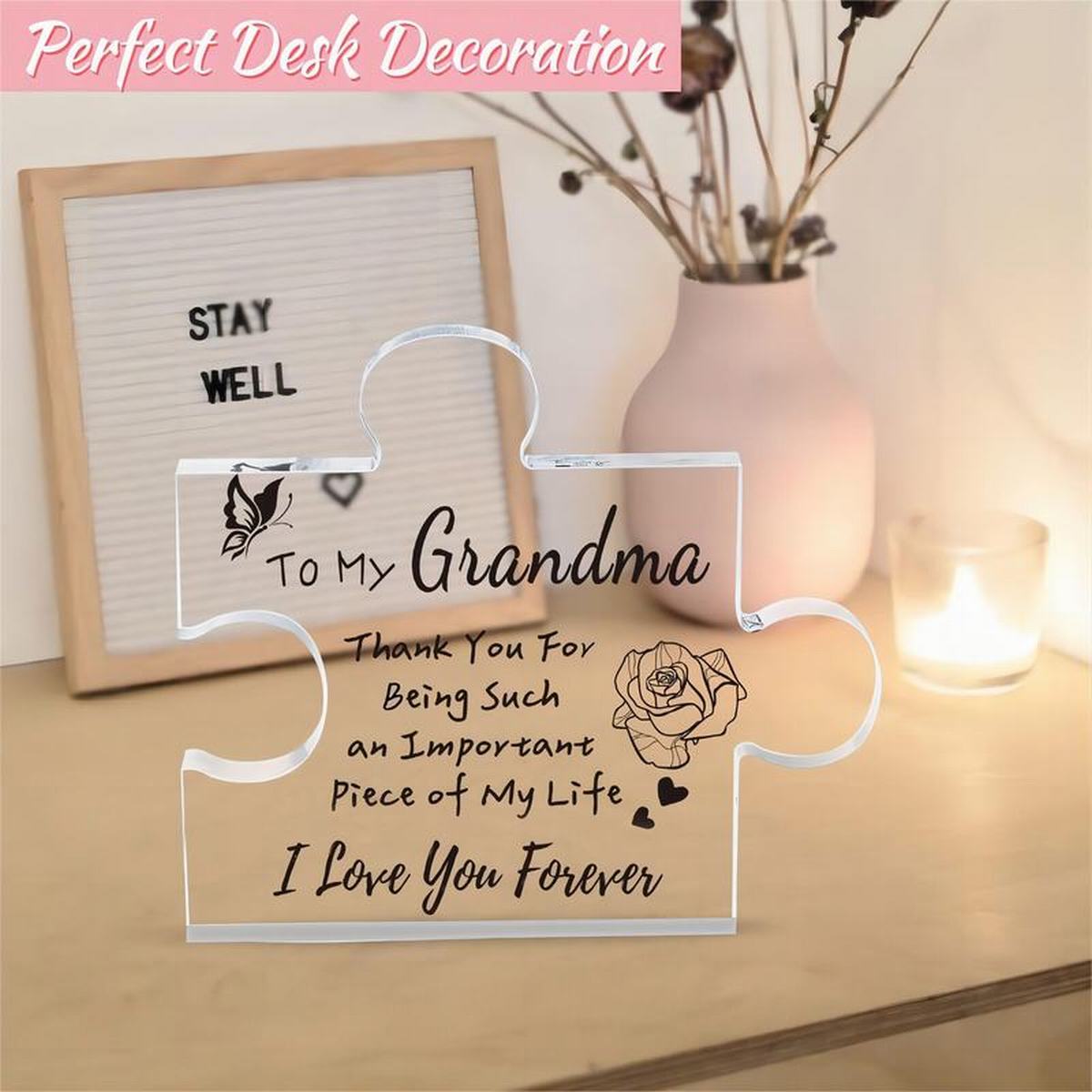 Carved Acrylic Puzzle Plaque, Grandma Gifts, Funny Birthday Gift for Grandma, Unique Christmas Gift Keepsake