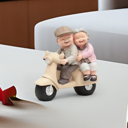 Wedding Anniversary Old Couple Figurine Grandparents Gift, Him and Her Together Resin Statue for Desk Fireplace Decor