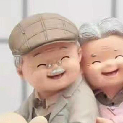 Wedding Anniversary Old Couple Figurine Grandparents Gift, Him and Her Together Resin Statue for Desk Fireplace Decor