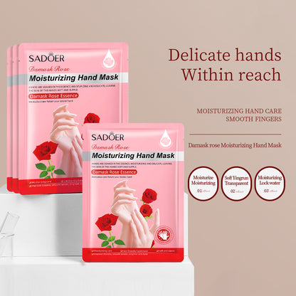 SADOER Rose Moisturizing Hand Mask Gloves, Whitening & Nourishing Anti-Aging Treatment for Hydrating and Exfoliating
