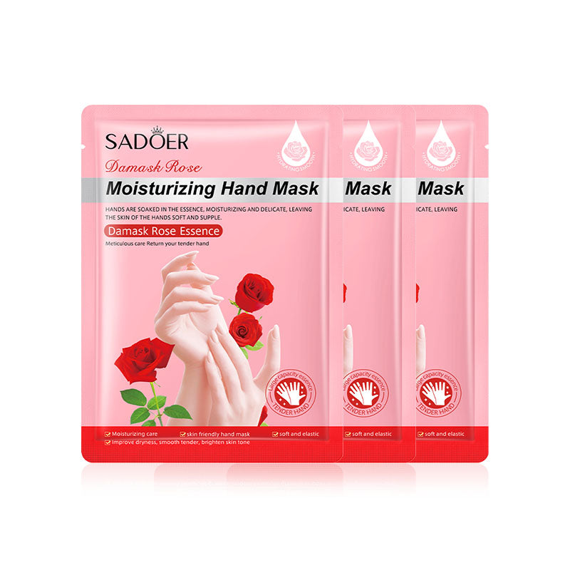 SADOER Rose Moisturizing Hand Mask Gloves, Whitening & Nourishing Anti-Aging Treatment for Hydrating and Exfoliating