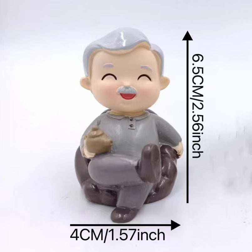 2025 Year of the Snake Spring Festival Gift, Grandparents Sofa Doll Ornaments, Elderly Bedroom Resin Crafts Gifts