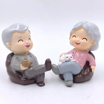 2025 Year of the Snake Spring Festival Gift, Grandparents Sofa Doll Ornaments, Elderly Bedroom Resin Crafts Gifts