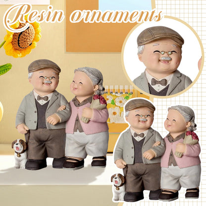 Elderly Couple Statue Garden Decorations, Grandparents And Parents Anniversary Wedding Gift, Elderly Life Home Gift