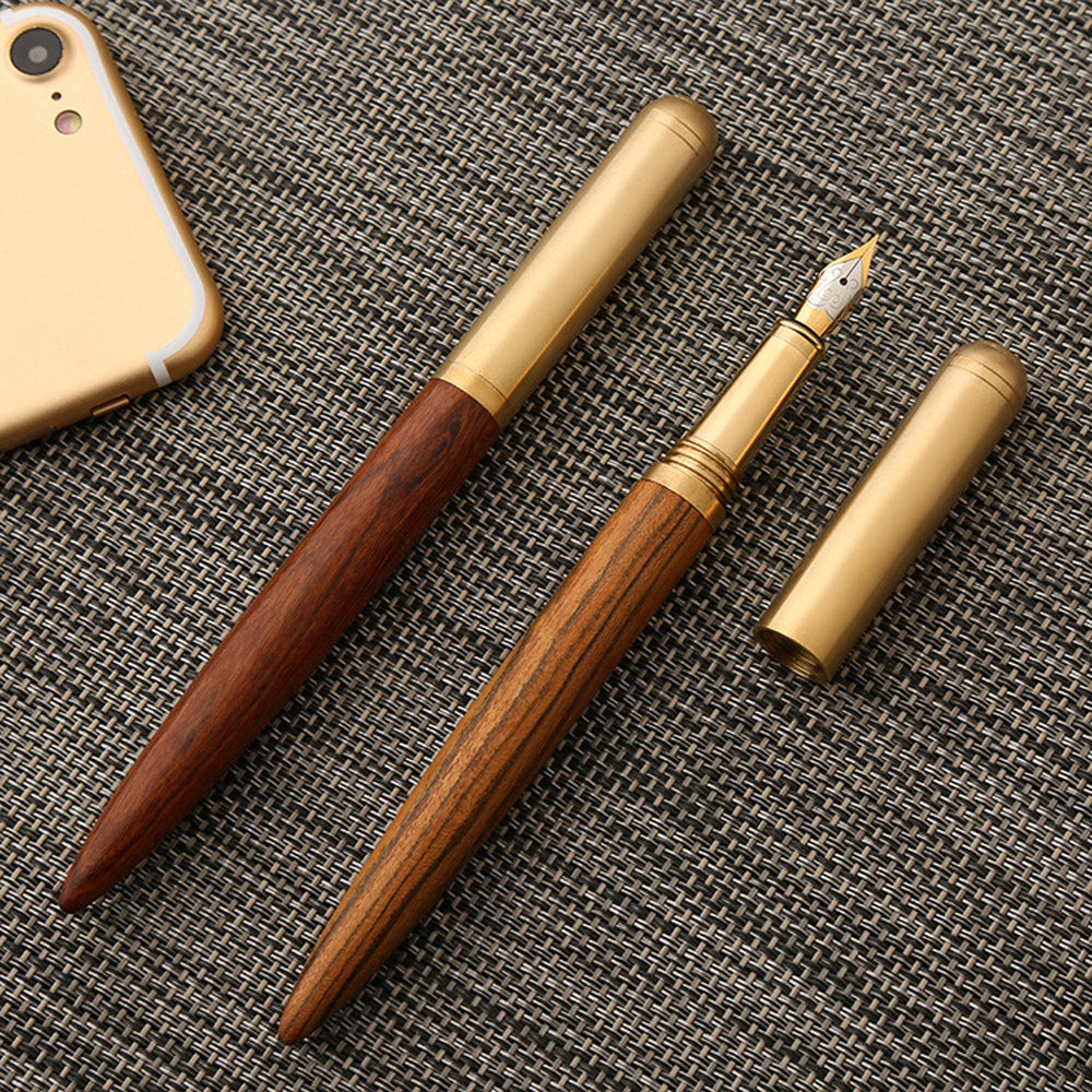 Luxury Retro Wood Bronze Fountain Pen Wooden Office Writing Calligraphy Pen For Business Art And St 1