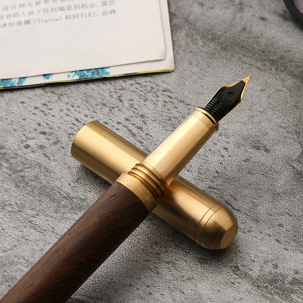 Luxury Retro Wood Bronze Fountain Pen Wooden Office Writing Calligraphy Pen For Business Art And St 5