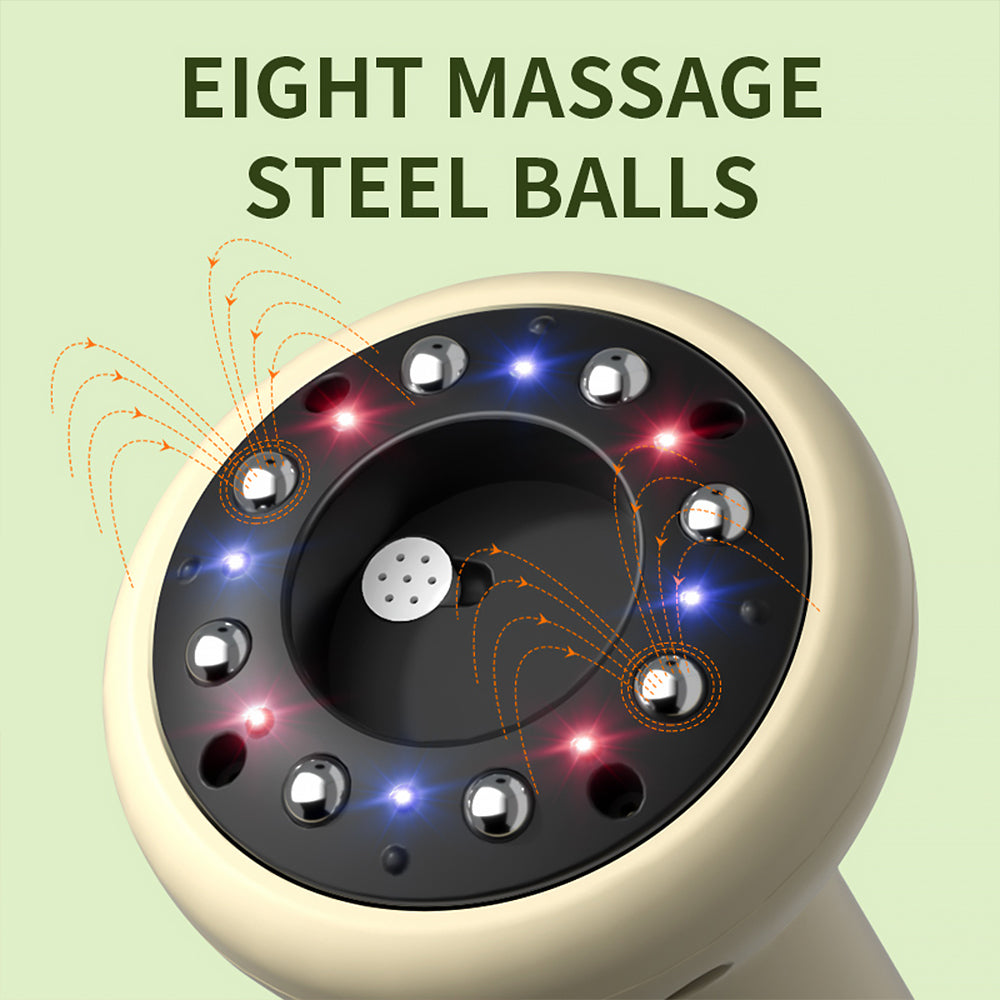 9 Level Electric Cupping Massager 9 Heat Settings Red Blue Light 8 Steel Beads 4 In 1 For Back Abdo 1