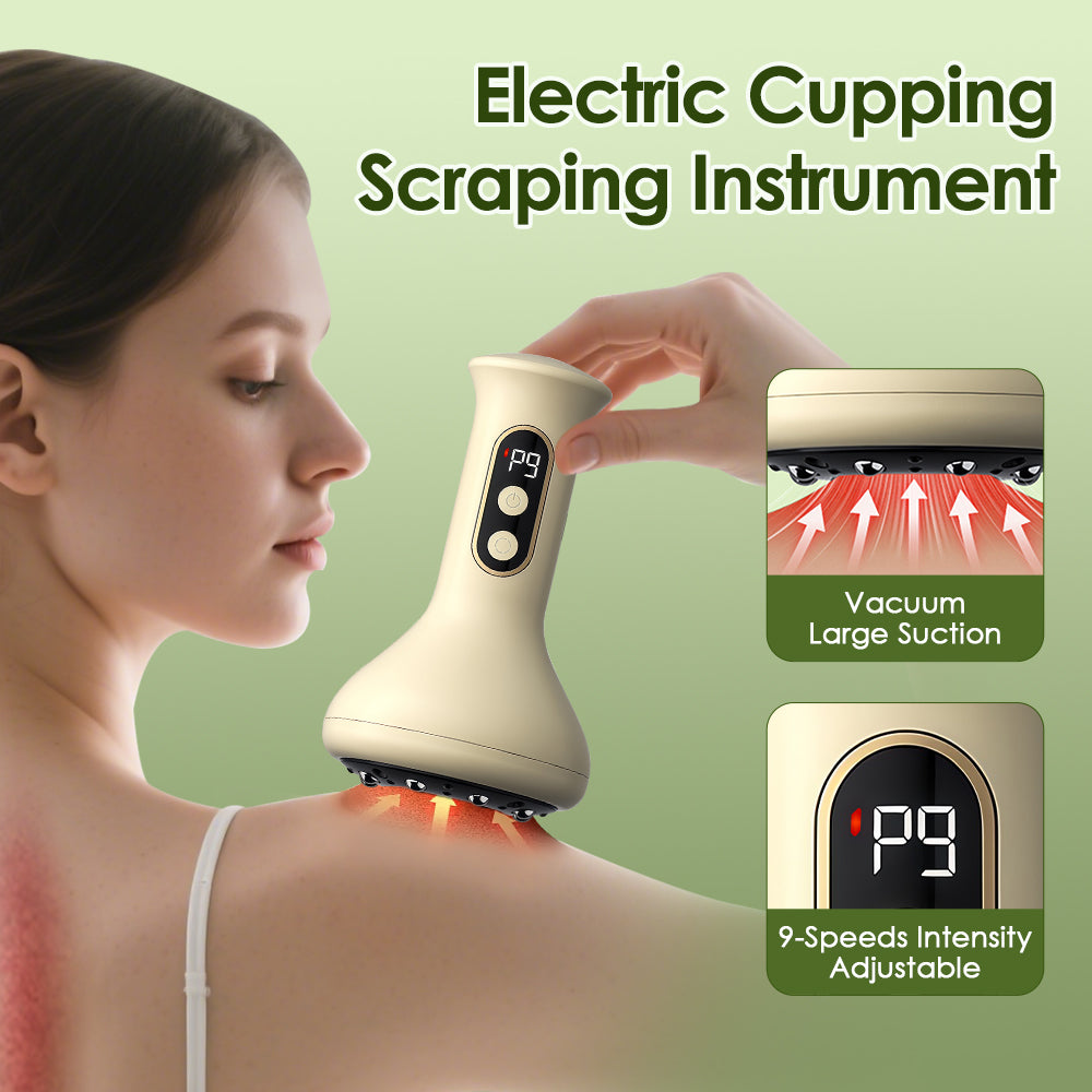 9 Level Electric Cupping Massager 9 Heat Settings Red Blue Light 8 Steel Beads 4 In 1 For Back Abdo 3