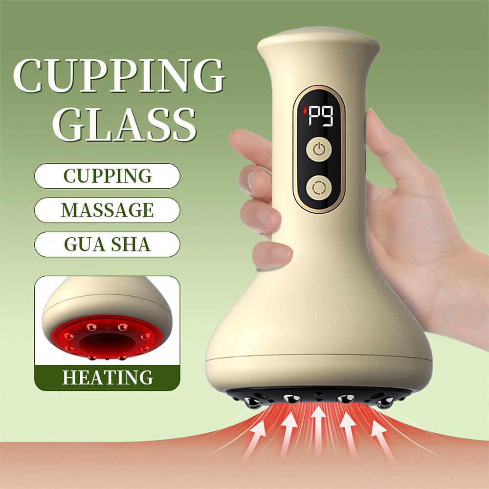 9 Level Electric Cupping Massager 9 Heat Settings Red Blue Light 8 Steel Beads 4 In 1 For Back Abdo 4