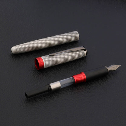 Classic Luxury Fountain Pen with Checkered Grab, Ash Feather Arrow Design, Tungsten Steel Black Nib, Ink Writing Pen