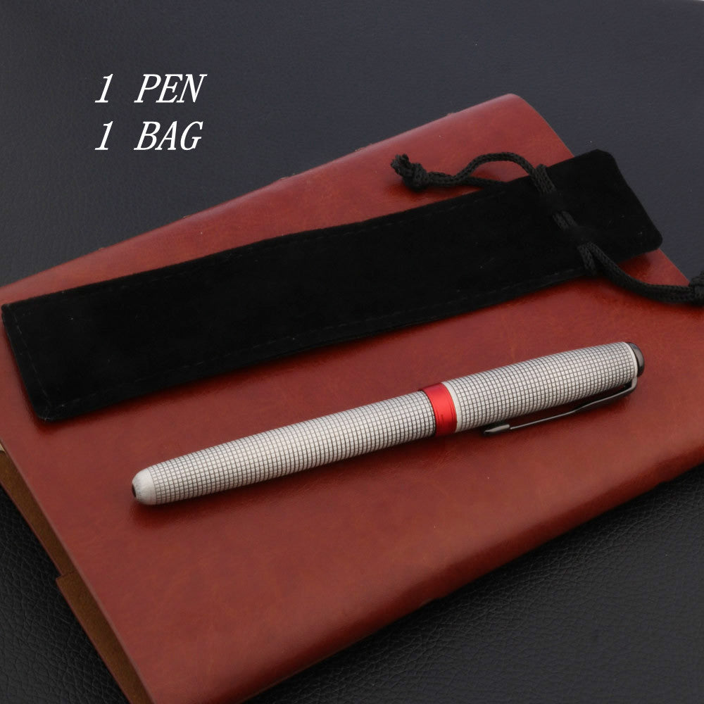 Classic Luxury Fountain Pen with Checkered Grab, Ash Feather Arrow Design, Tungsten Steel Black Nib, Ink Writing Pen