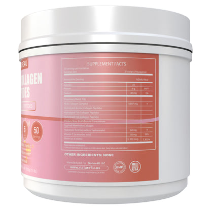 Nature4U Multi Collagen Peptides Powder with Biotin, Hyaluronic Acid, Vitamin C, 10g Dose for Healthy Hair, Skin, Nail