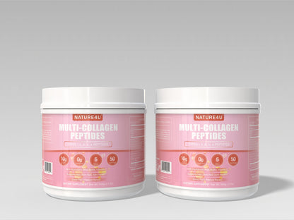 Nature4U Multi Collagen Peptides Powder with Biotin, Hyaluronic Acid, Vitamin C, 10g Dose for Healthy Hair, Skin, Nail