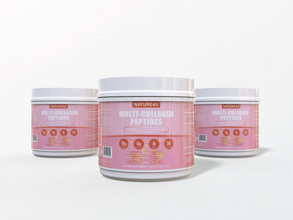 Nature4U Multi Collagen Peptides Powder with Biotin, Hyaluronic Acid, Vitamin C, 10g Dose for Healthy Hair, Skin, Nail