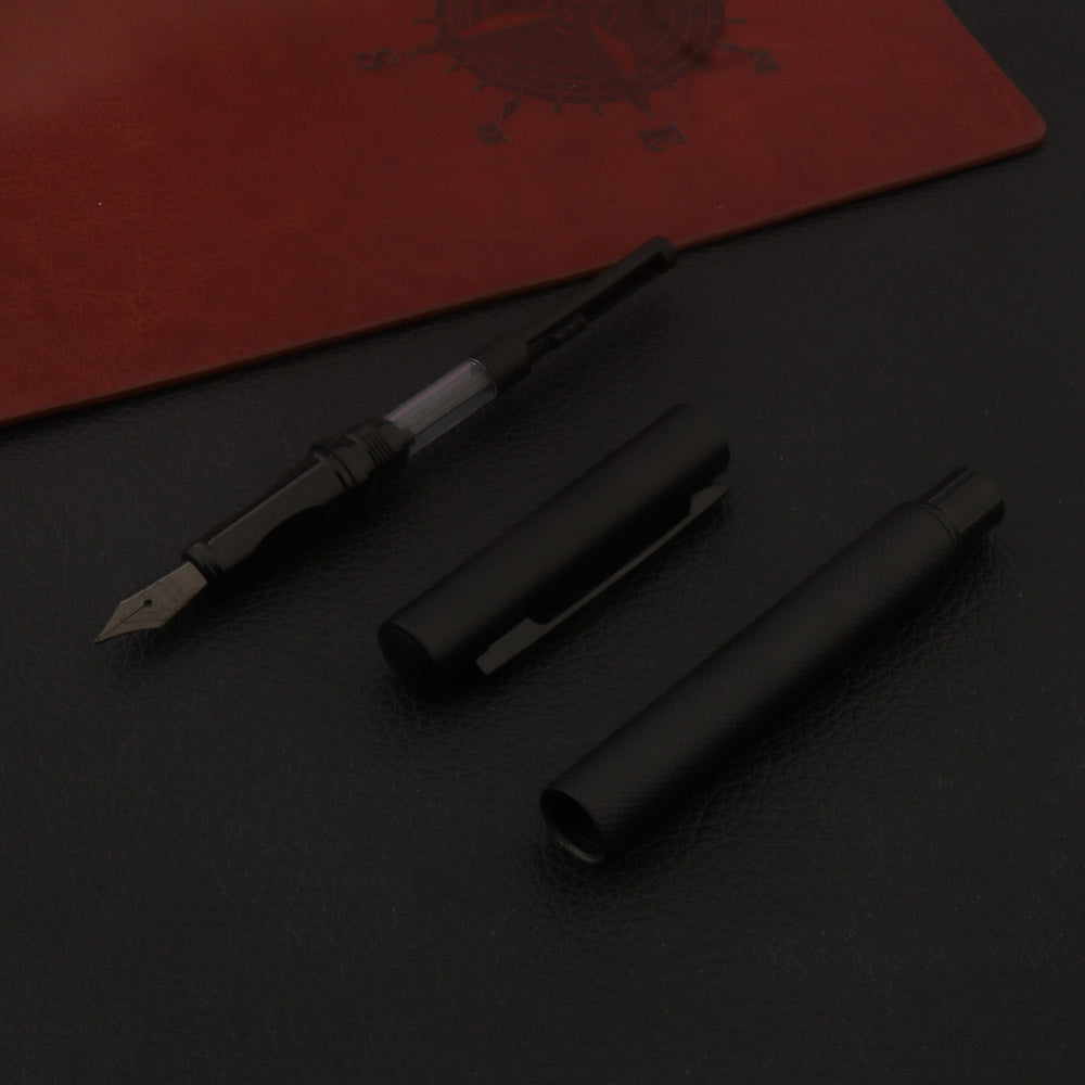 Matte Black Metal Fountain Pen with Smooth Nib, Professional Office, School Supplies & Writing Gift Pen
