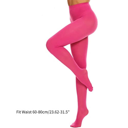 Control Top Soft Pantyhose Tights Stockings, Semi Opaque Footed Tights, Solid Colored High Elastic Run Resistant