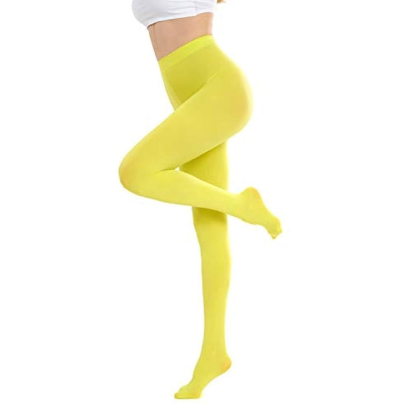 Control Top Soft Pantyhose Tights Stockings, Semi Opaque Footed Tights, Solid Colored High Elastic Run Resistant