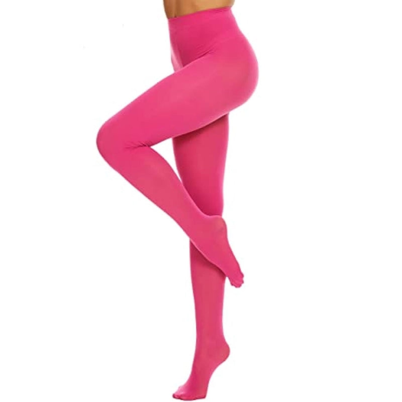 Control Top Soft Pantyhose Tights Stockings, Semi Opaque Footed Tights, Solid Colored High Elastic Run Resistant