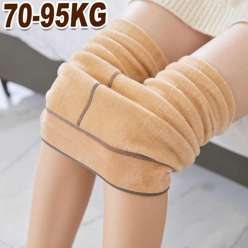 Winter Thermal Opaque Leggings High Waist, Plus Size Fleece Lined Tights Women, Warm Insulated Fake Sheer Tights
