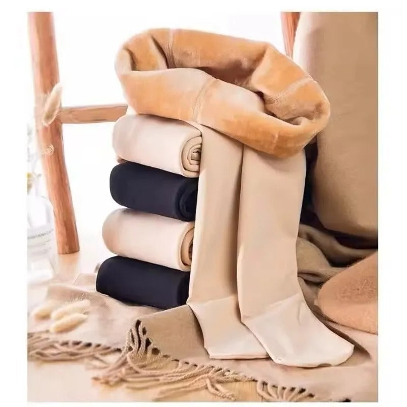 Winter Thermal Opaque Leggings High Waist, Plus Size Fleece Lined Tights Women, Warm Insulated Fake Sheer Tights