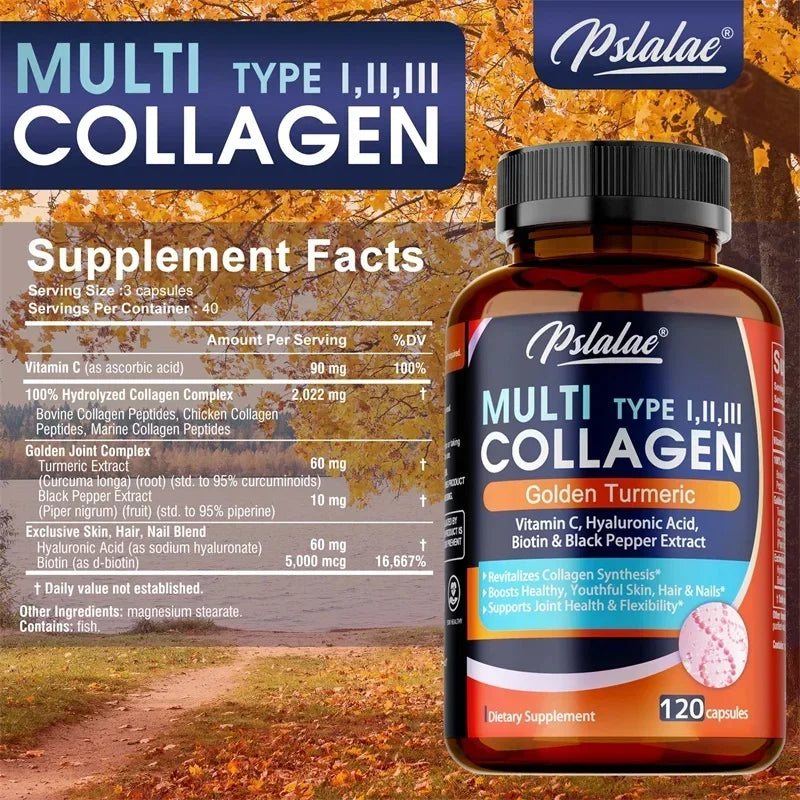 Multi Collagen Peptides Capsules With Biotin  Hyaluronic Acid Supports Skin Hydration Hair Growth J 1