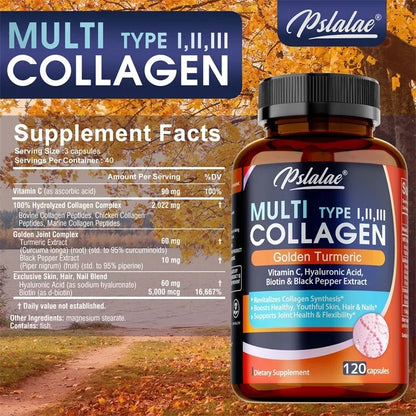Multi Collagen Peptides Capsules With Biotin  Hyaluronic Acid Supports Skin Hydration Hair Growth J 1