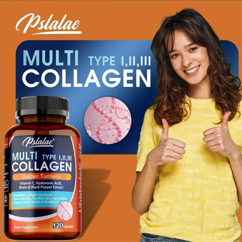 Multi Collagen Peptides Capsules With Biotin  Hyaluronic Acid Supports Skin Hydration Hair Growth J 5