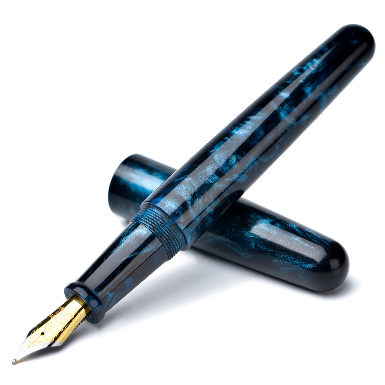 Fuliwen Resin Acrylic Fountain Pen, Blue Black Acrylic Nib, Elegant Ink Pen Luxury Gift for Business, Office