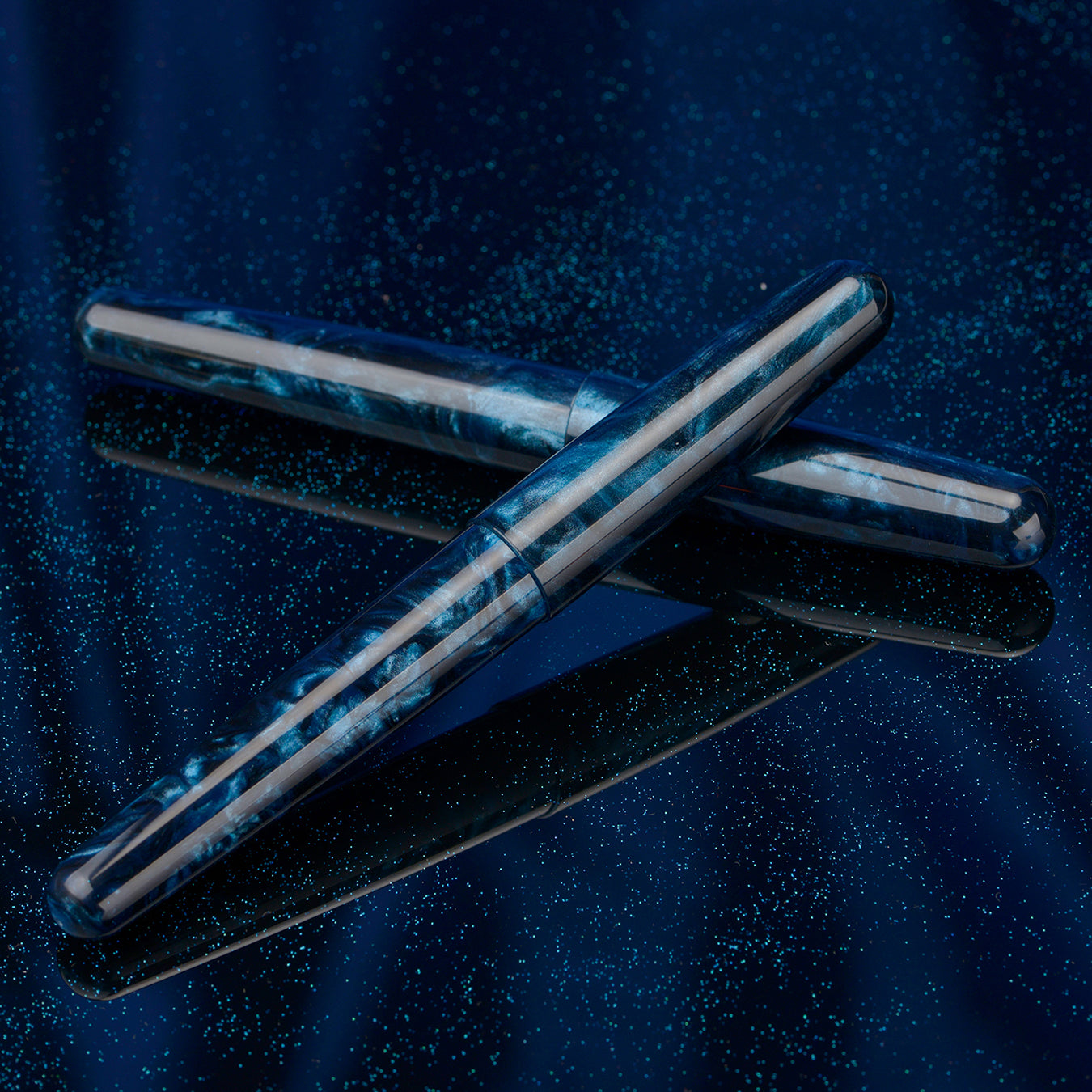 Fuliwen Resin Acrylic Fountain Pen, Blue Black Acrylic Nib, Elegant Ink Pen Luxury Gift for Business, Office