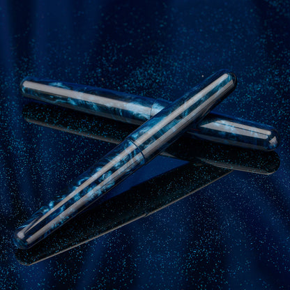 Fuliwen Resin Acrylic Fountain Pen, Blue Black Acrylic Nib, Elegant Ink Pen Luxury Gift for Business, Office