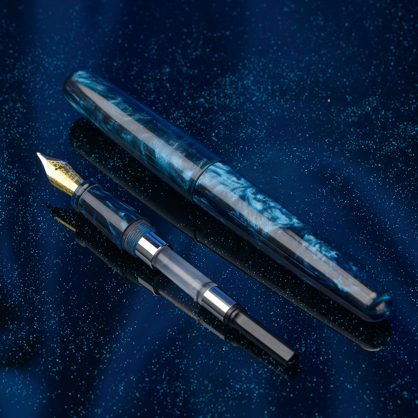 Fuliwen Resin Acrylic Fountain Pen, Blue Black Acrylic Nib, Elegant Ink Pen Luxury Gift for Business, Office