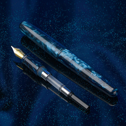 Fuliwen Resin Acrylic Fountain Pen, Blue Black Acrylic Nib, Elegant Ink Pen Luxury Gift for Business, Office