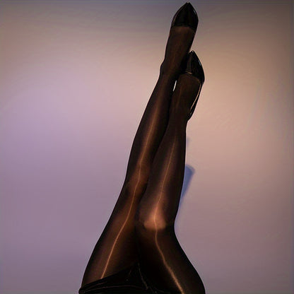 Sexy Horse Oil Tight High Elastic Stockings, Satin Mask Steel Pantyhose for Women Shiny Ultra Thin Long Socks Lady Tight